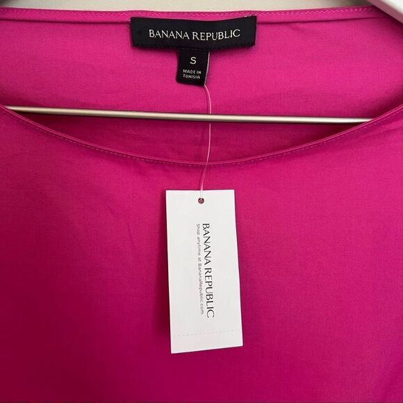 Banana Republic Blouse Womens Small Pink Cotton Open Sleeve Ruffle Sleeve Top - Picture 4 of 6